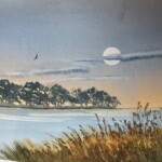 Sunset Over Lake - watercolour
