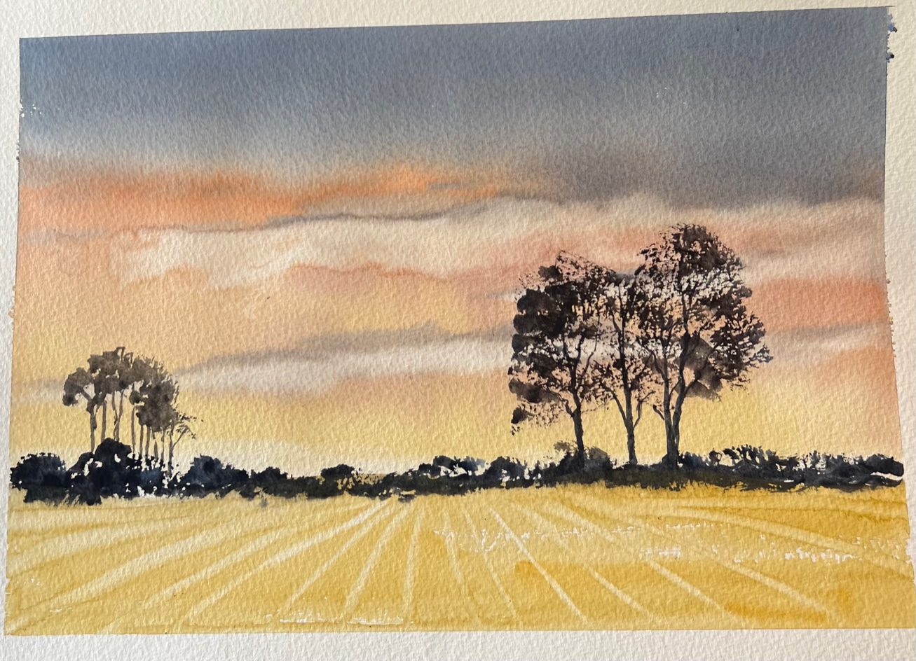 Silhouetted Landscape - original painting for Watercolour Rescue book