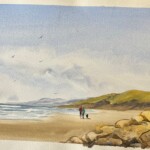 Figures on the beach - original painting for Watercolour Rescue book