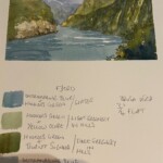 Original painting with notes for Landscape Deck Fjord