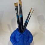 Brush/pen pot - sparkly blue jacket
