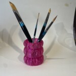 Pen/brush pot - transparent pink